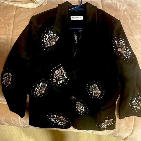 VIVIENNE HU butterfly embroidered suede jacket - Picture 2 of 5